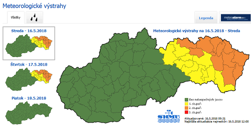 Dva kraje sú pod vyššou výstrahou.