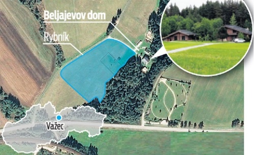 Vizualizácia rybníka vo Važci a Beljajevova vila.