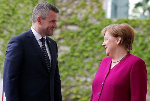 Peter Pellegrini na stretnutí s Angelou Merkelovou.