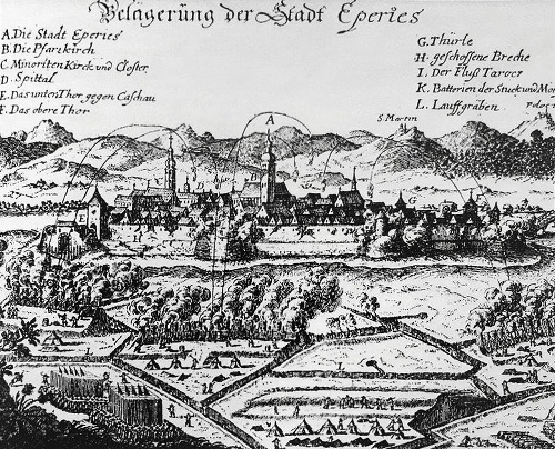Prešovské hradby v roku 1685.