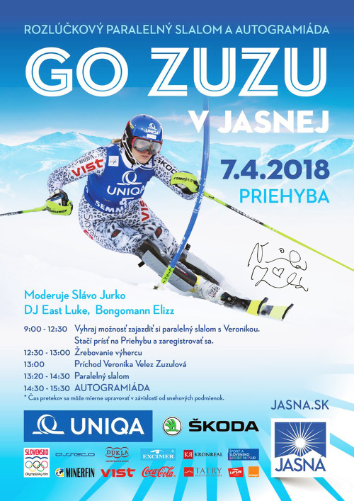 Takýmto plagátom pozýva legendárna slalomárka všetkých do Jasnej.