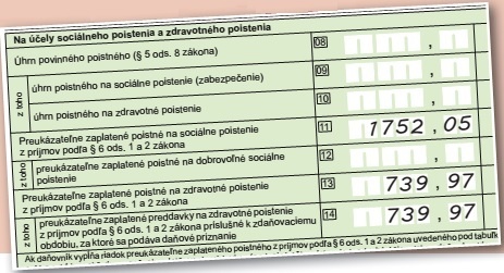 Údaje na účely sociálneho a zdravotného poistenia.