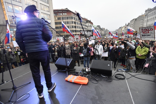 Protest Za slušné Slovensko v Prahe.