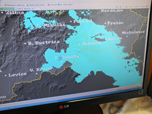 Na mape bolo vidieť stav sneženia v južnej časti Gemera.
