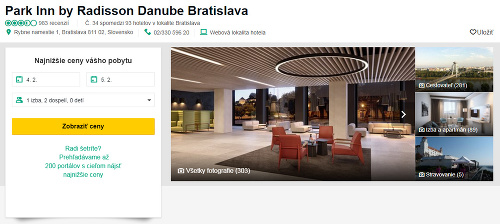 Hotel ponúkajú na stránke tripadvisor.sk