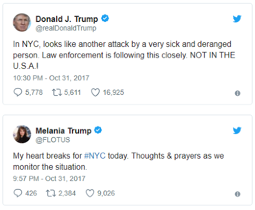 Prezident a prvá dáma reagovali na útok.
