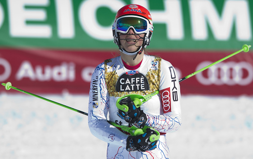 Petra Vlhová po 2. kole slalomu na MS v St. Moritzi.