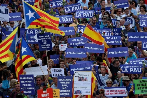 Protest v Barcelone.