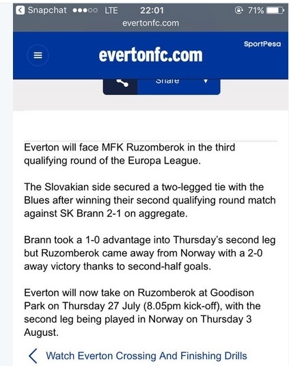 Everton informoval svojich fanúšikov, že ich čaká zápas v Nórsku.
