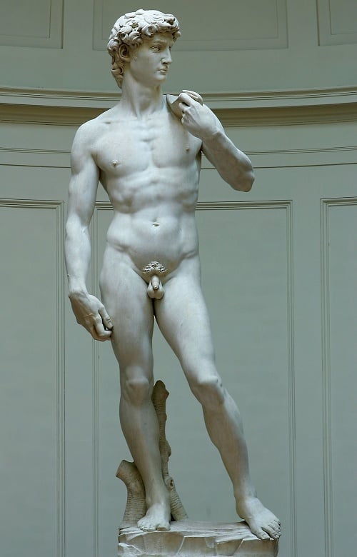 Socha Dávida od Michelangela sa nachádza vo Florencii.