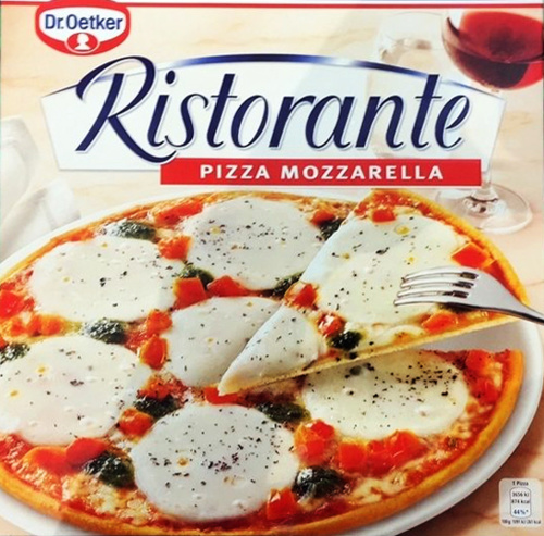 Dr. Oetker Pizza Ristorante  - rozdielna gramáž v rovnakom balení  slovenský, český a maďarský výrobok: 330 g  rakúsky a nemecký výrobok: 335 g