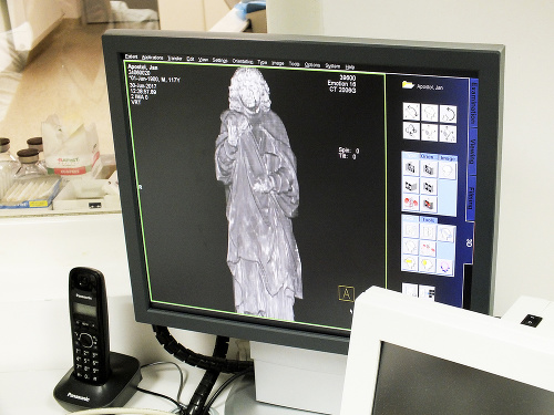 Pohľad na počítači po skenovaní  sochy apoštola Jána.