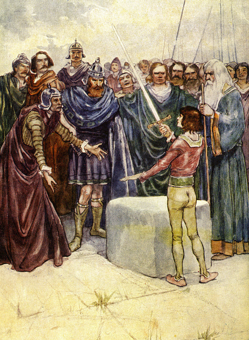 Meč v skale: Artušovi bolo súdené stať sa kráľom Anglicka. Nikto iný meč zo skaly nedokázal vytiahnuť.