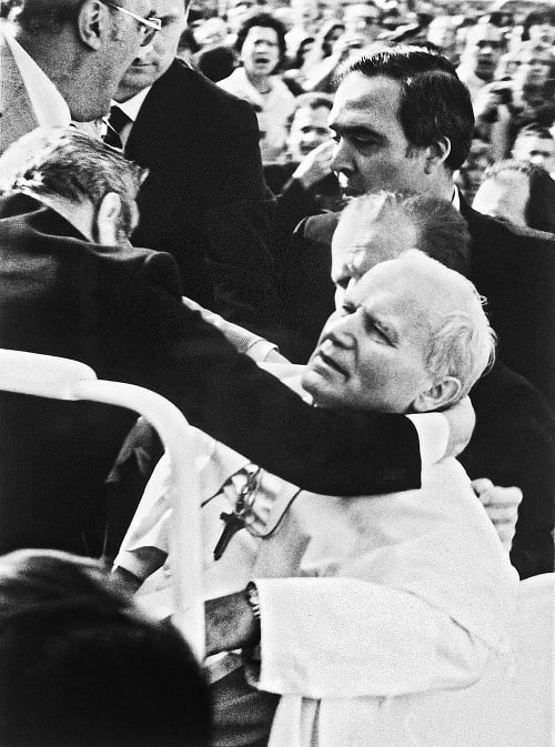 Pope John Paul II. he survived him and claimed that the Virgin Mary protected him.