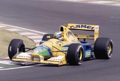 Monopost Benettonu, v ktorom pred Schumim jazdili aj Nelson Piquet a Roberto Moreno.