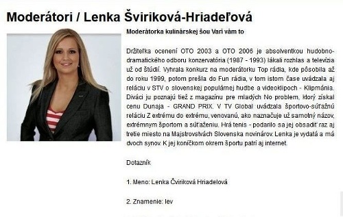 Takto televízia odprezentovala svoju dlhoročnú moderátorku Lenku Čvirikovú-Hriadeľovú.