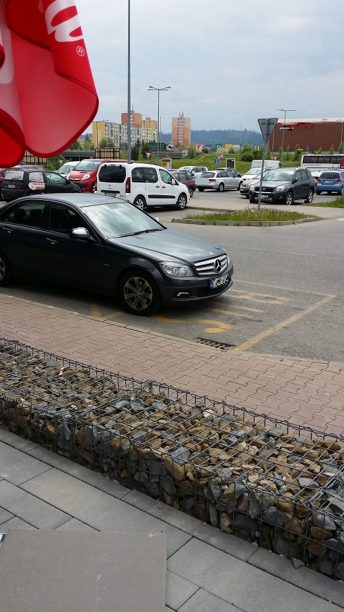 Vodič zaparkoval svojho tátoša na mieste vyhradenom pre autobusy.