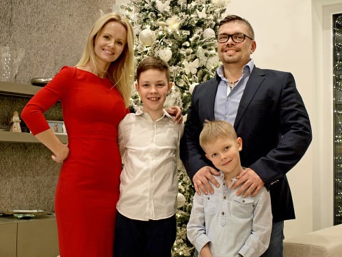 Vianoce 2016: Mirka, synovia Martinko s Tomáškom, a manžel Ľuboš. 