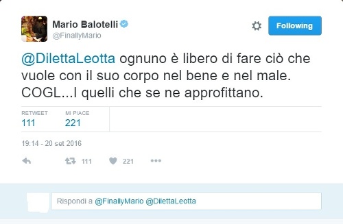 Balotelliho odkaz moderátorke.  