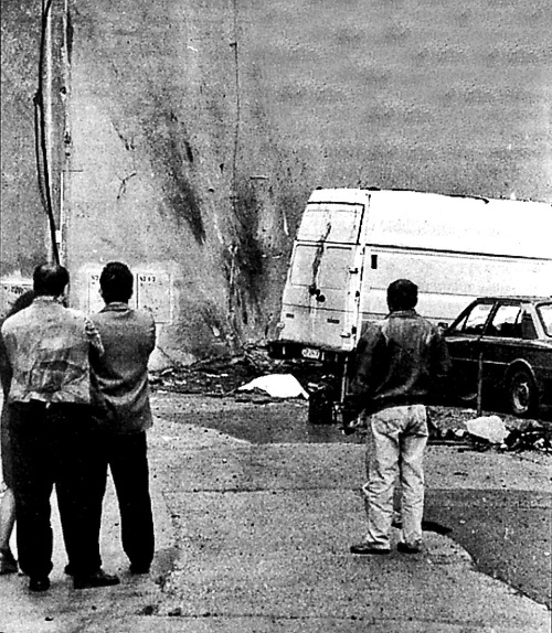 Výbuch telefónnej búdkyv Žiline v lete 1998.