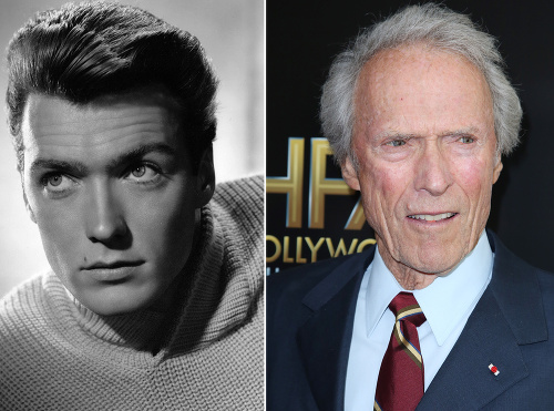 Herec Clint Eastwood mal na foto vľavo 26 rokov, na foto má súčasných 86.