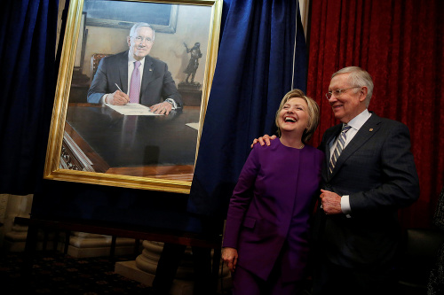 Clintonová prišla s prejavom po uvedení informácie, že Harry Reid končí vo svojom úrade.