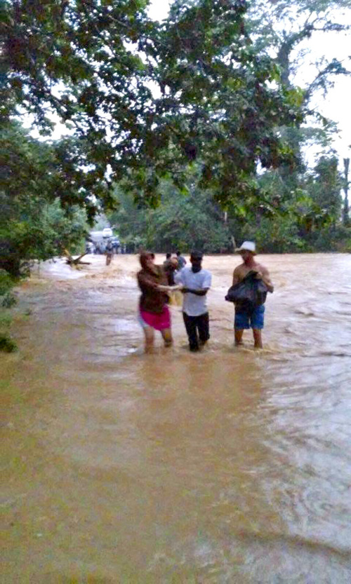 Domácich obyvateľov museli kvôli záplavám evakuovať. 