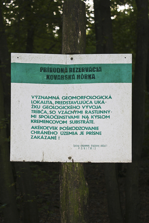 Kovarská Hôrka je chránené územie. 