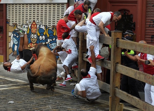 Tradičný beh s býkmi v španielskej Pamplone.