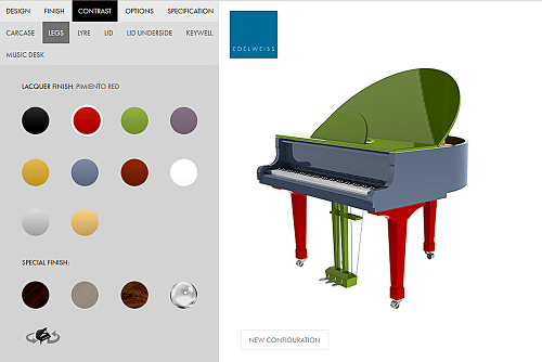 Spoločnosť Edelweiss ponúka klavíry prispôsobené na mieru.
