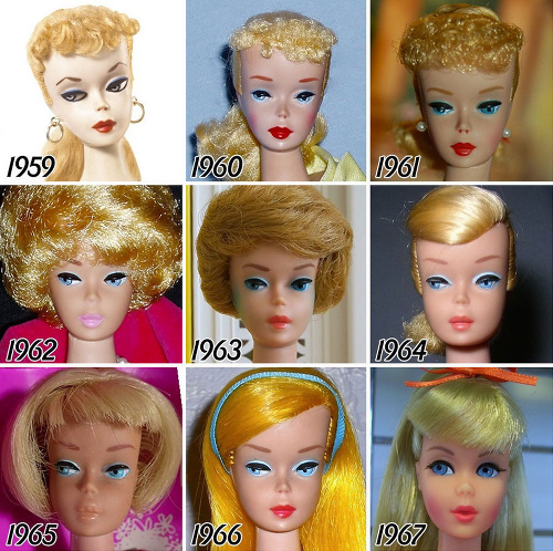Barbie od roku 1959 až 1967.