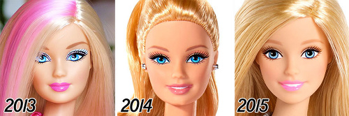 Barbie od roku 2013 do 2015.