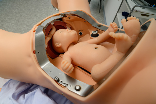 Simulátor dokáže zinscenovať rôzne prípady pôrodu.