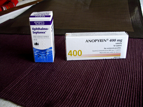 Ophthalmo- Septonex, kvapky a Anopyrin 400 mg