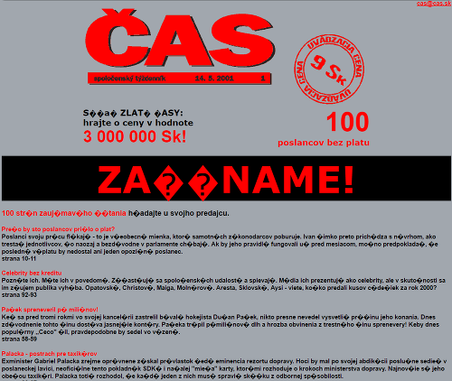 Cas.sk v roku 2001.