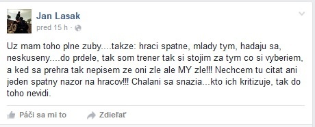 Toto je odkaz Jána Lašáka na sociálnej sieti.