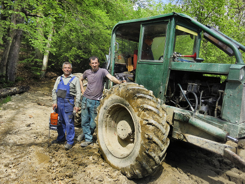 Lesní robotníci Ján Gežo (53) a František Lojka (46) už s medveďmi majú skúsenosti.