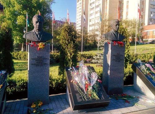 Busty národných hrdinov, tzv. likvidátorov, v Kyjeve.