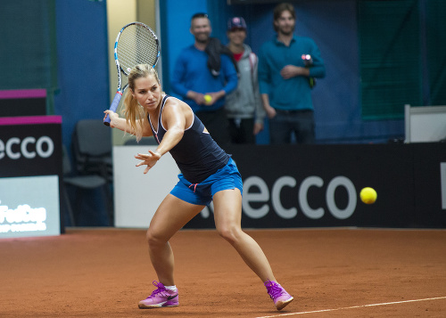 Na snímke slovenská tenistka Dominika Cibulková počas tréningu