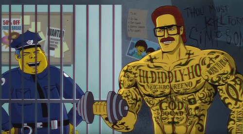 Ned Flanders vo väzení. 