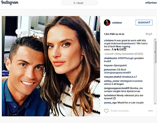 Cristiano bol z fotenia s modelkou nadšený a pochválil sa na Instagrame. 