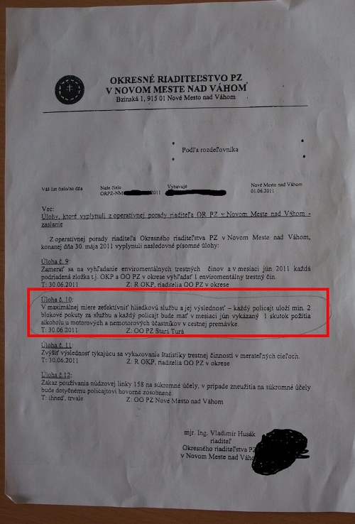 V pracovnej verzii výstupu z operatívnej porady zo dňa 30. mája 2011 je najzaujímavejší bod 10.