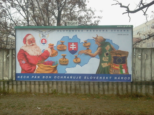 Vianočný bilbord Slovenskej národnej strany.