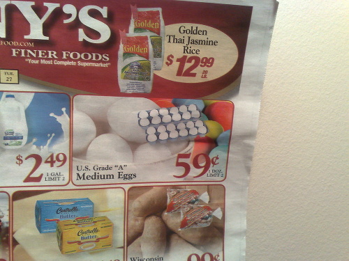 Za dvanásť vajec zaplatíte v americkom supermarkete 59 centov (0,45 eura).