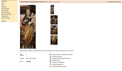 Na internete sa predávala starožitná socha Madony.