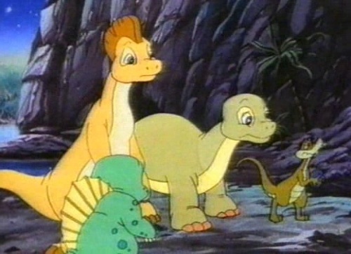 Jašetr Pošuk (vpravo) z detského seriálu Dinosaurus Dink pobúril čitateľa.