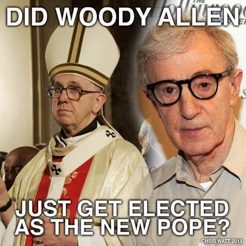 Zvolili Woodyho Allena za za nového pápeža? pýtajú sa vtipkári na internete.
