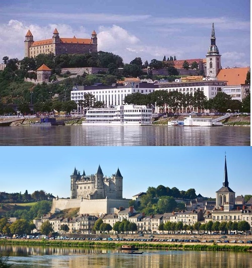 Bratislavu (hore) nápadne primomína francúzske mesto Saumur. 
