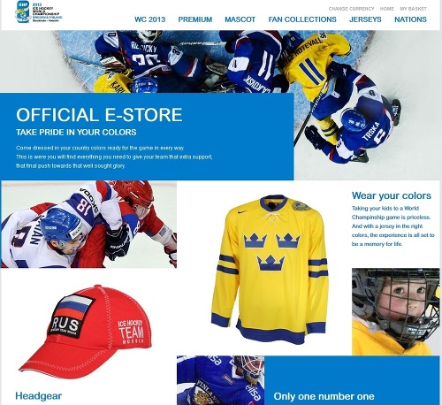 Na stránke medzinárodnej hokejovej federácie IIHF nájdete aj produkty pre hokejových fanúšikov.