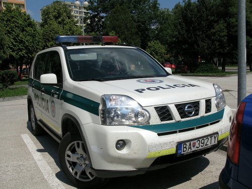 Policajti si poškodený nápis na aute všimli až po tom, čo zaparkovali pred bratislavským okresným súdom.